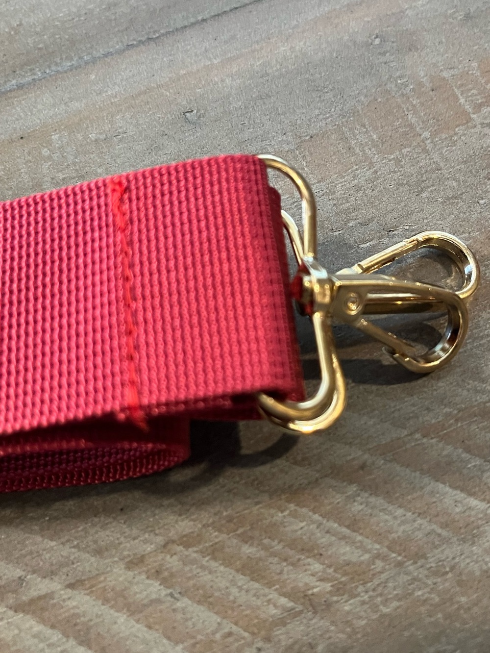 Adjustable Red Crossbody Strap with Gold Hardware